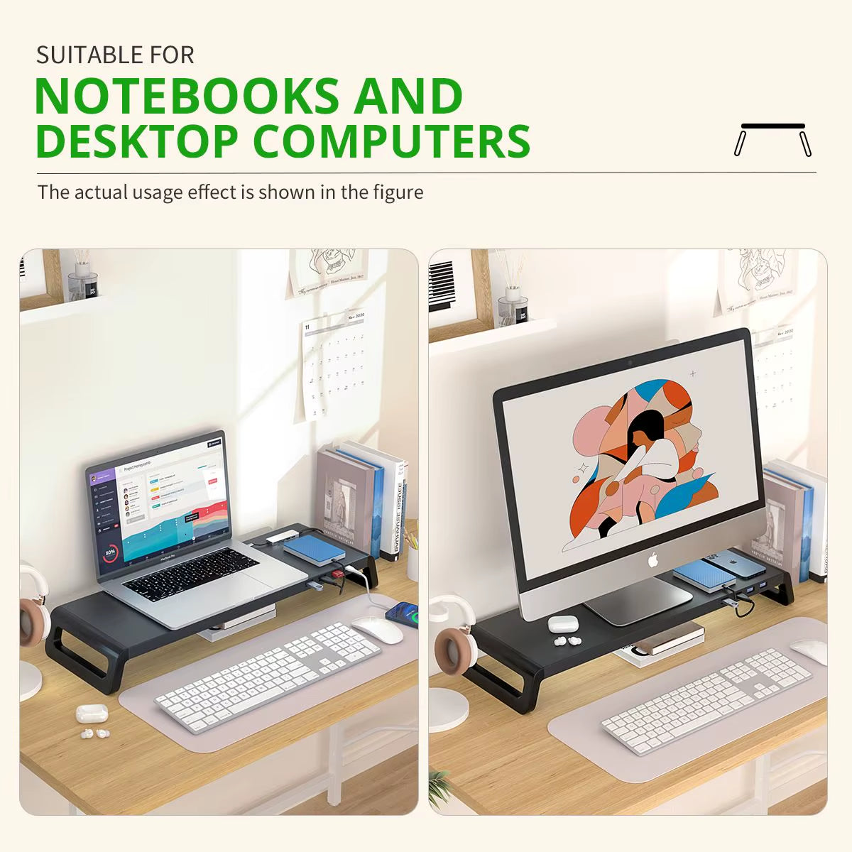 Computer Monitor Stand Riser with or without USB3.0 Hub Monitor Holder Desk Support Keyboard Mouse Storage Fast Shipping