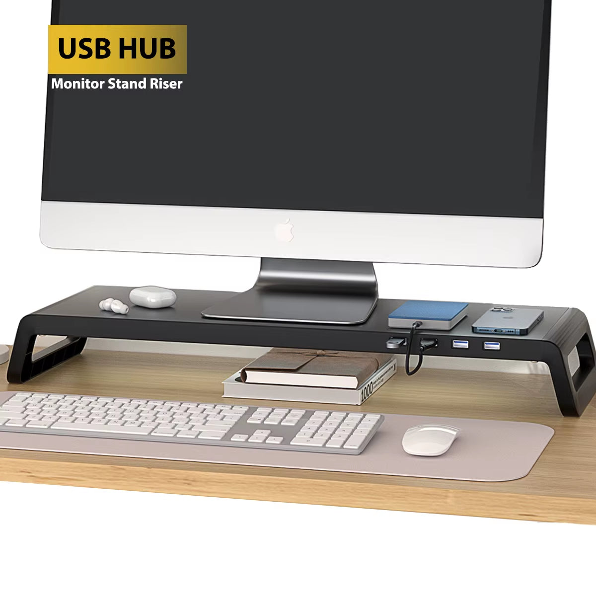Computer Monitor Stand Riser with or without USB3.0 Hub Monitor Holder Desk Support Keyboard Mouse Storage Fast Shipping