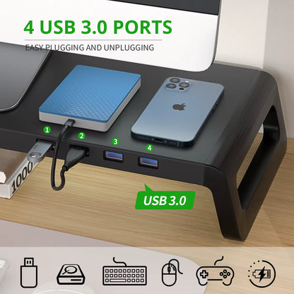Computer Monitor Stand Riser with or without USB3.0 Hub Monitor Holder Desk Support Keyboard Mouse Storage Fast Shipping